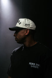 Jesus Curved 5 Panel Hat in Natural/Black