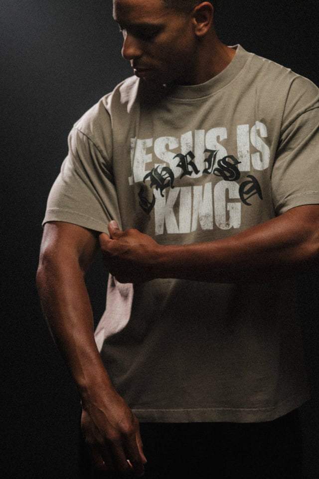 Jesus is King “Premium” Tee in Brown