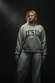 Jesus "Mock Neck" Women’s Sweatshirt in Grey