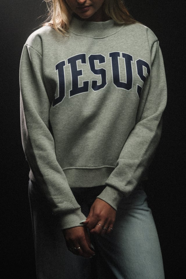 Jesus "Mock Neck" Women’s Sweatshirt in Grey