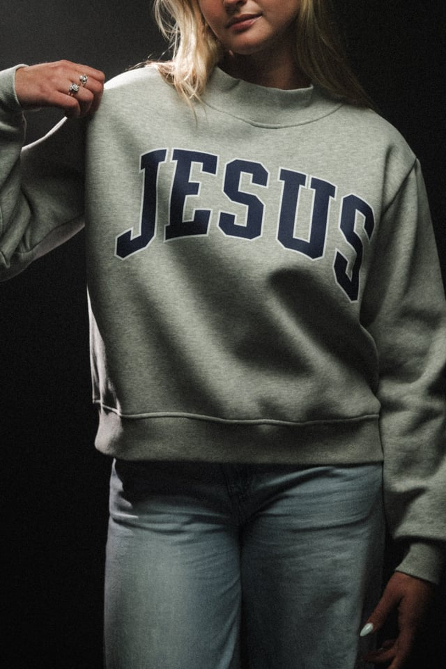 Jesus "Mock Neck" Women’s Sweatshirt in Grey