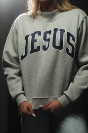Jesus "Mock Neck" Women’s Sweatshirt in Grey