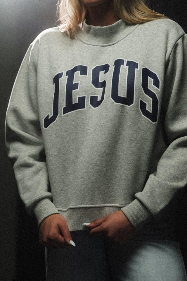 Jesus "Mock Neck" Women’s Sweatshirt in Grey
