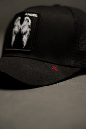Angel 5 Panel Patch Hat in Black