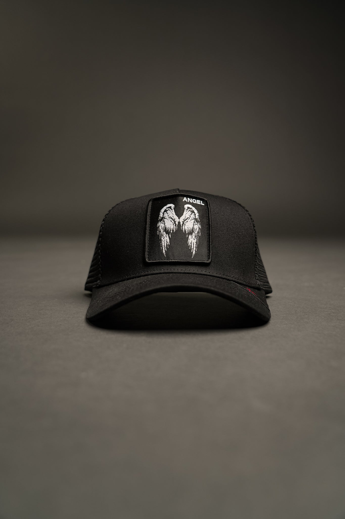 Angel 5 Panel Patch Hat in Black
