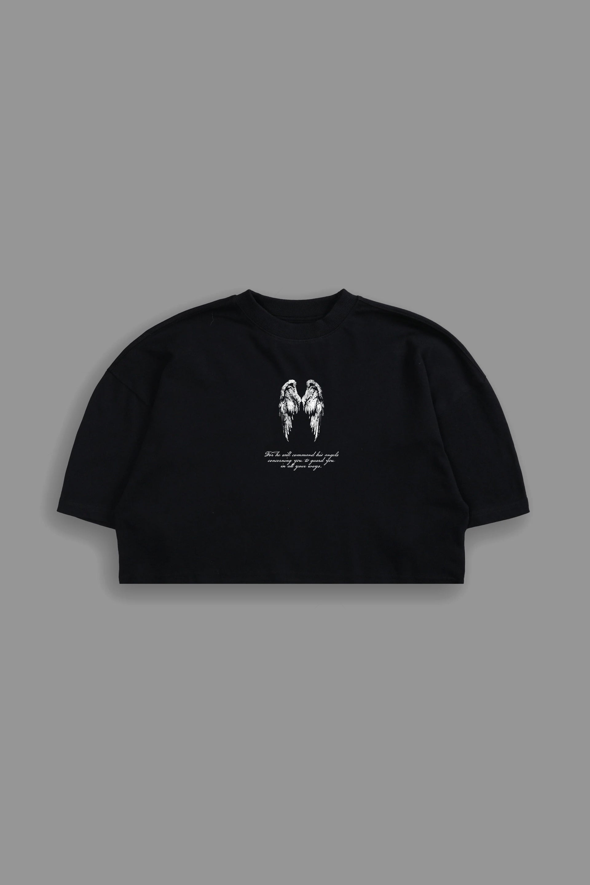 Angel "Faded" Crop Tee in Black