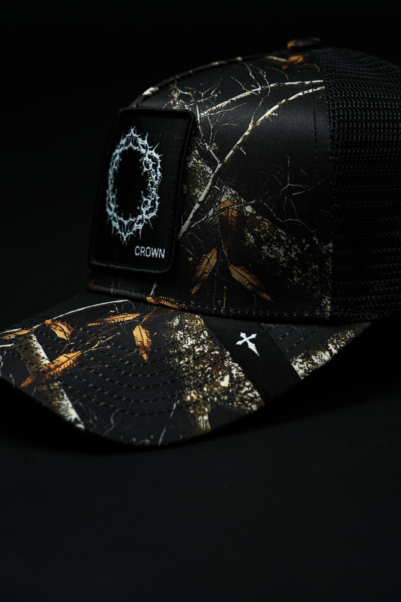 Crown of Thorns Patch Hat in Cross Wood