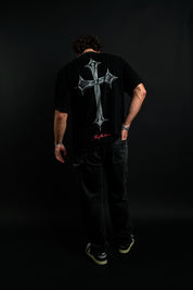 Chrome Cross "Faded" Tee in Black