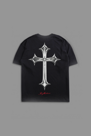 Chrome Cross "Faded" Tee in Black