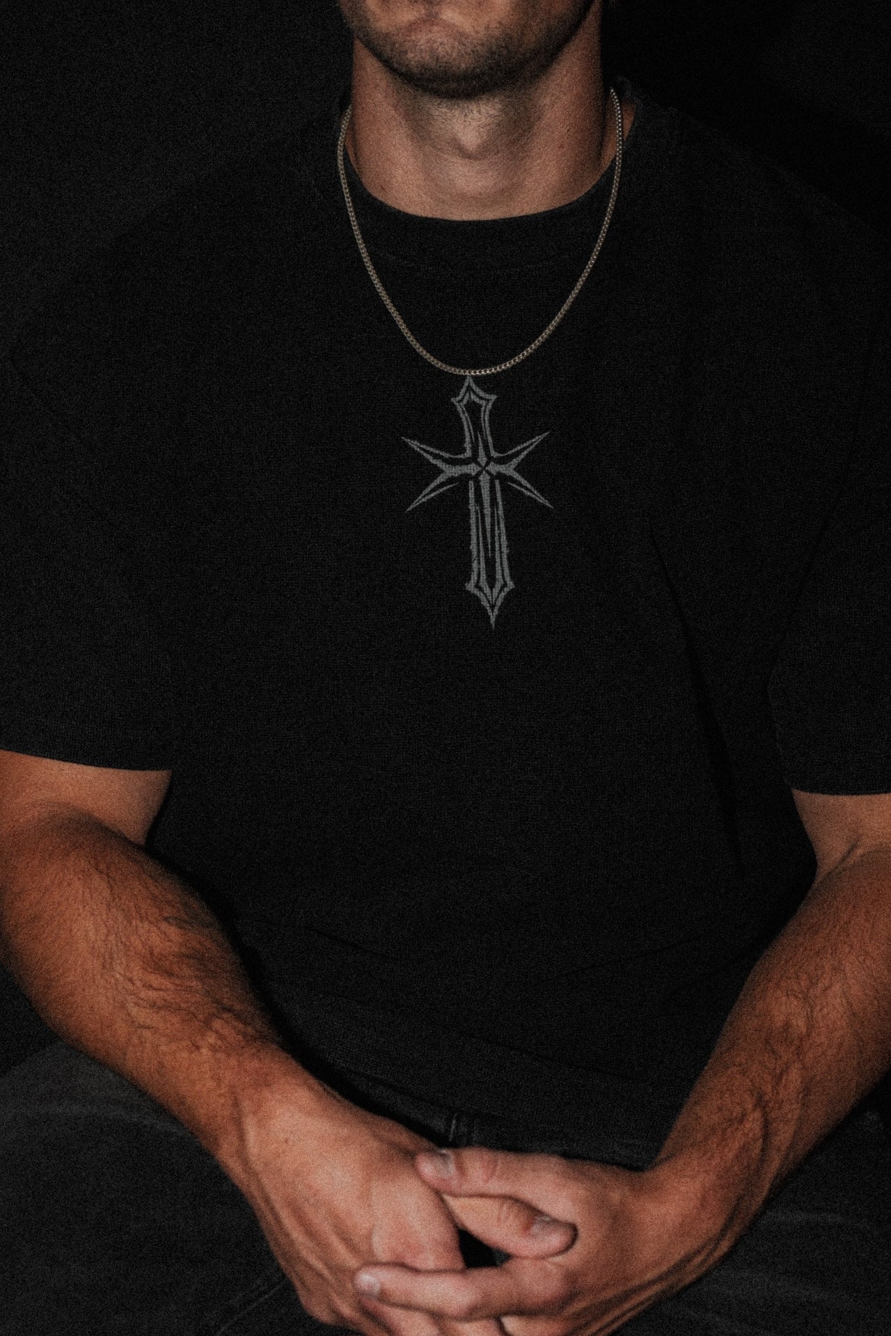 Eternal Cross “Waffle” Tee in Vintage Black