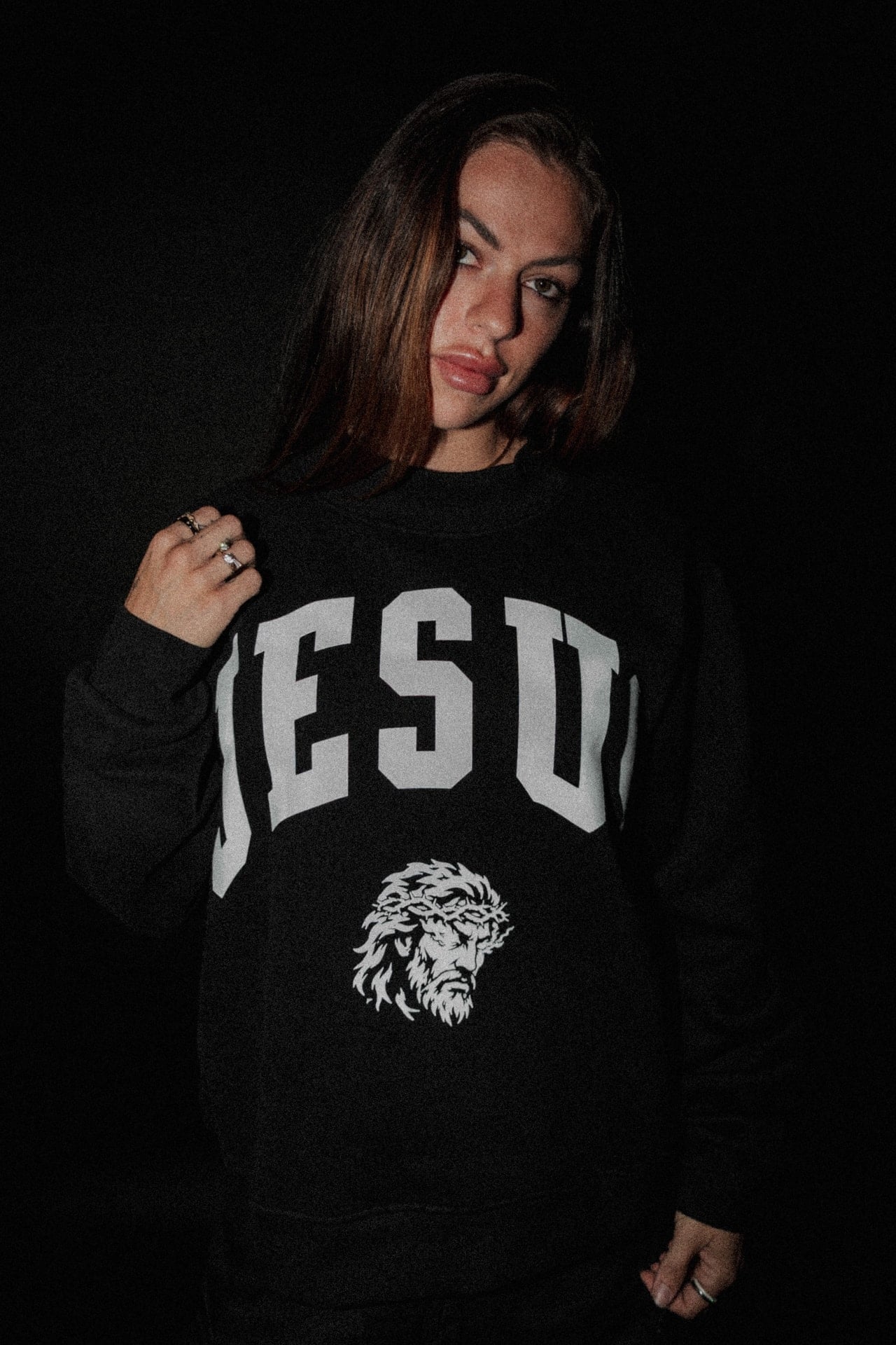 Jesus "Mock Neck" Women’s Sweatshirt in Black