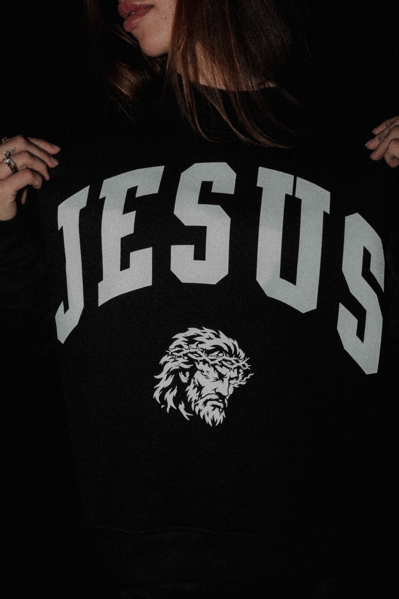Jesus "Mock Neck" Women’s Sweatshirt in Black