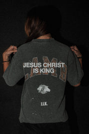 Jesus is King “Waffle” Tee in Grey