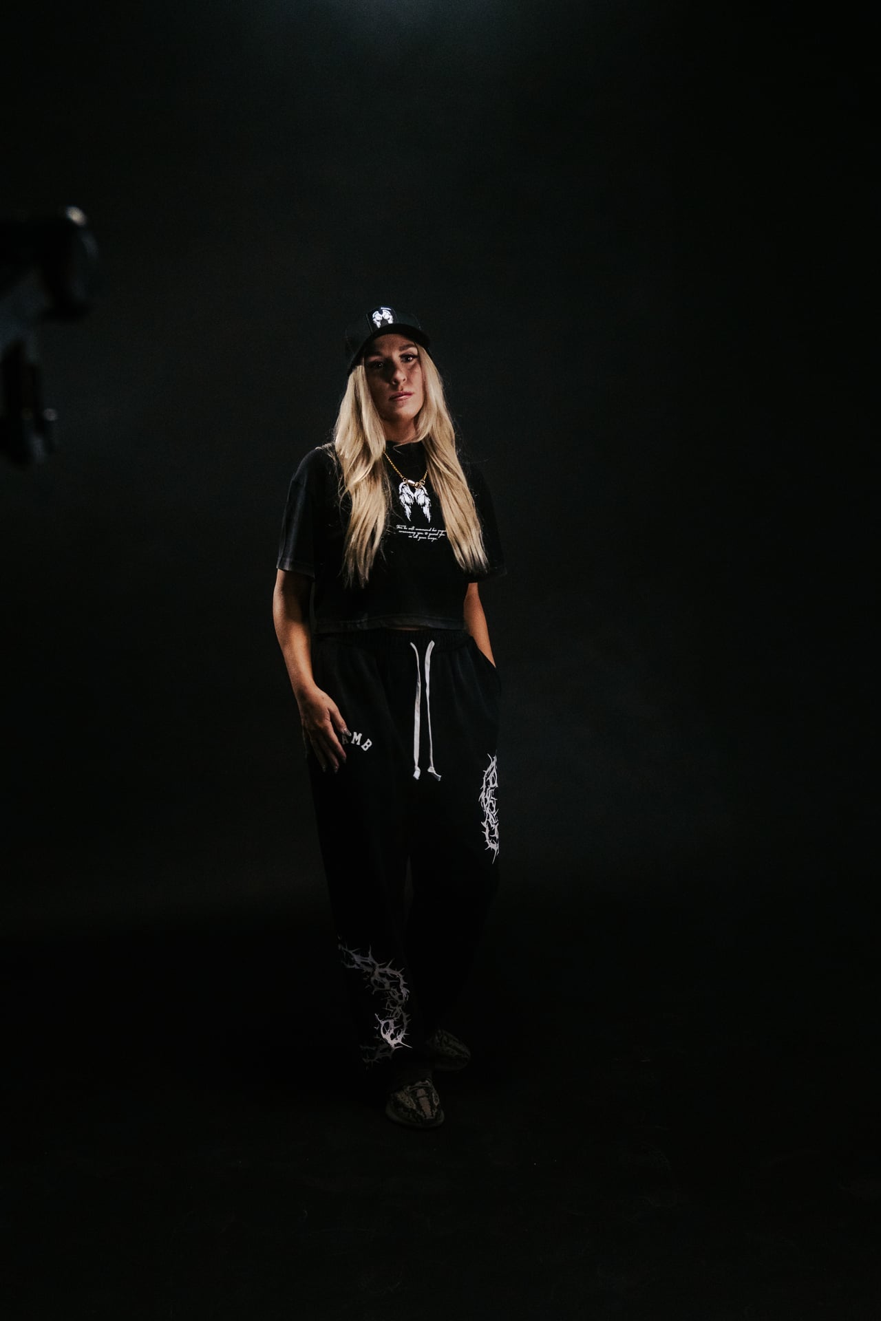 Angel "Faded" Crop Tee in Black