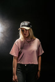 Fear the Lamb "Faded" Crop Tee in Pink