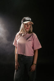 Fear the Lamb "Faded" Crop Tee in Pink