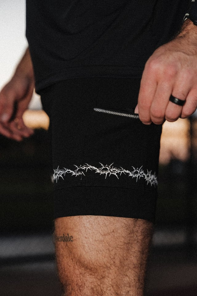 Pierced "Race" Half Tights in Black