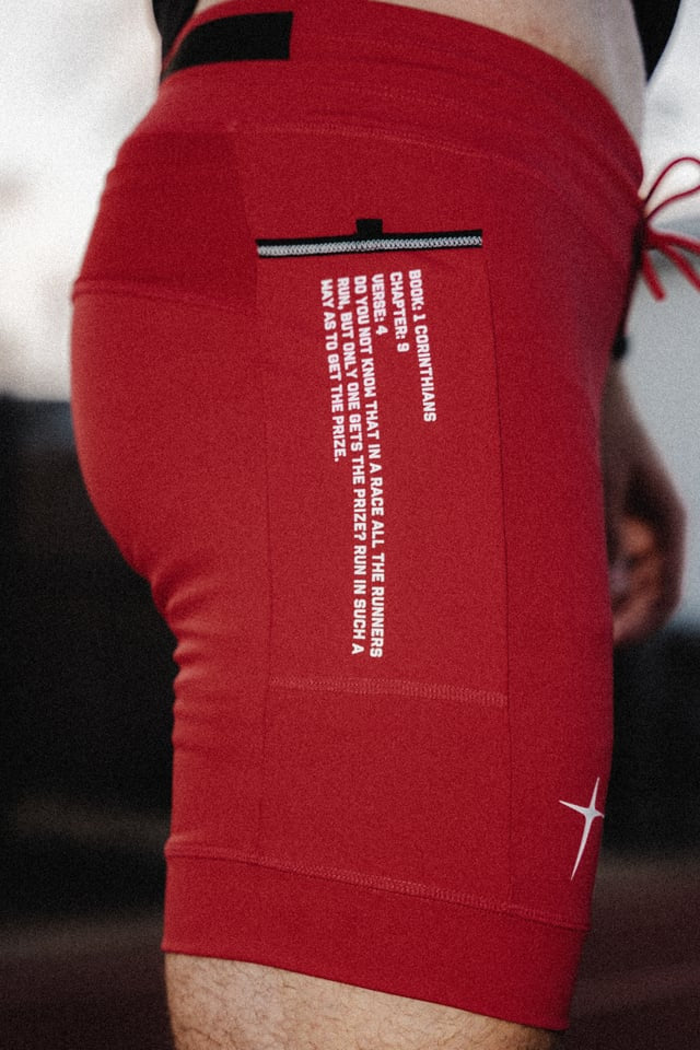 Running For Christ "Race" Half Tights in Red