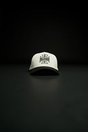 Delivered 5 Panel Hat in White/Black