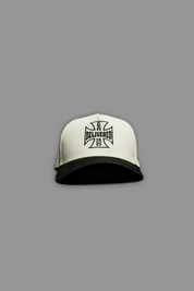 Delivered 5 Panel Hat in White/Black