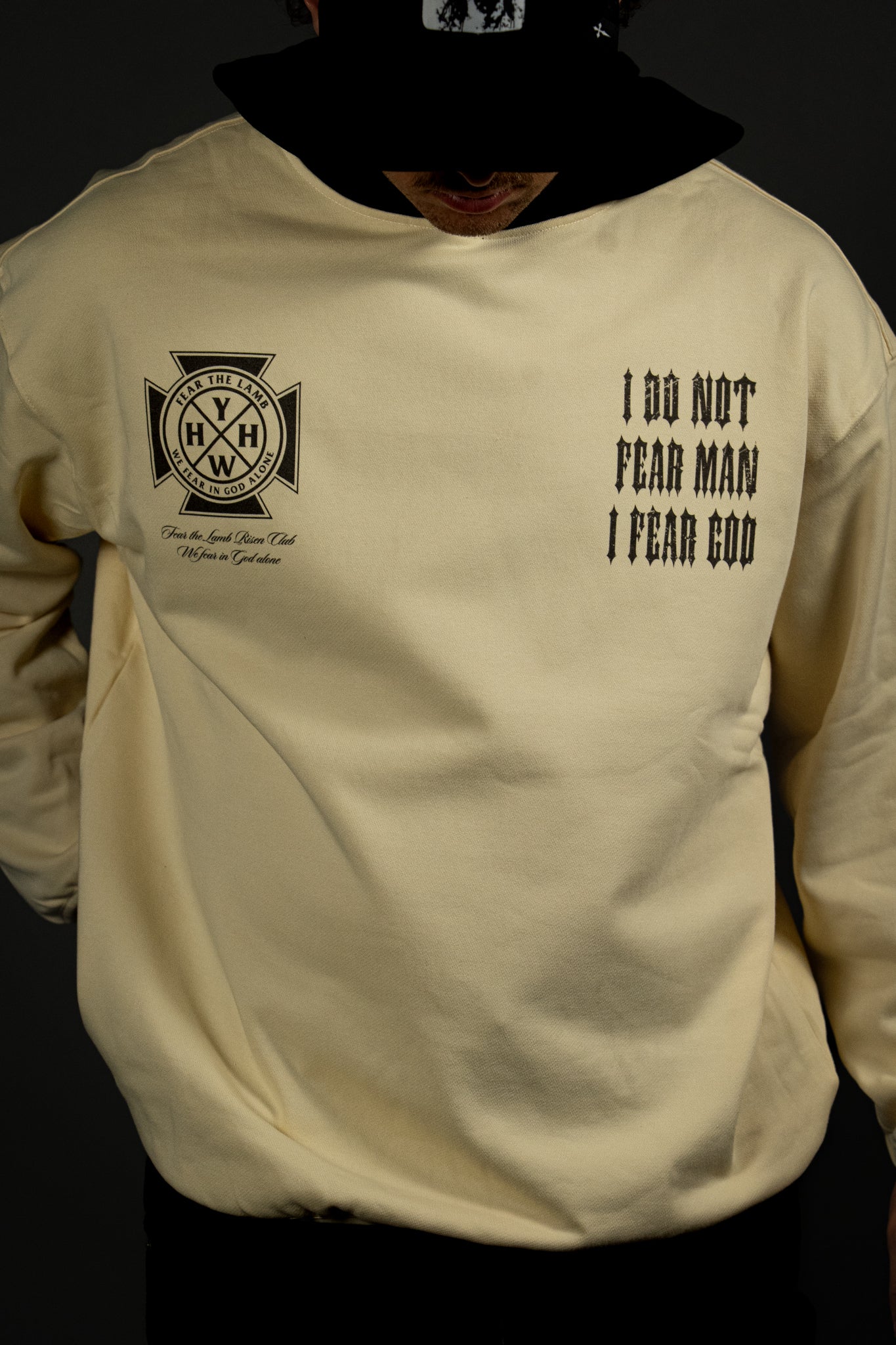 Fear No Man "Premium" Sweatshirt in Two Tone Cream