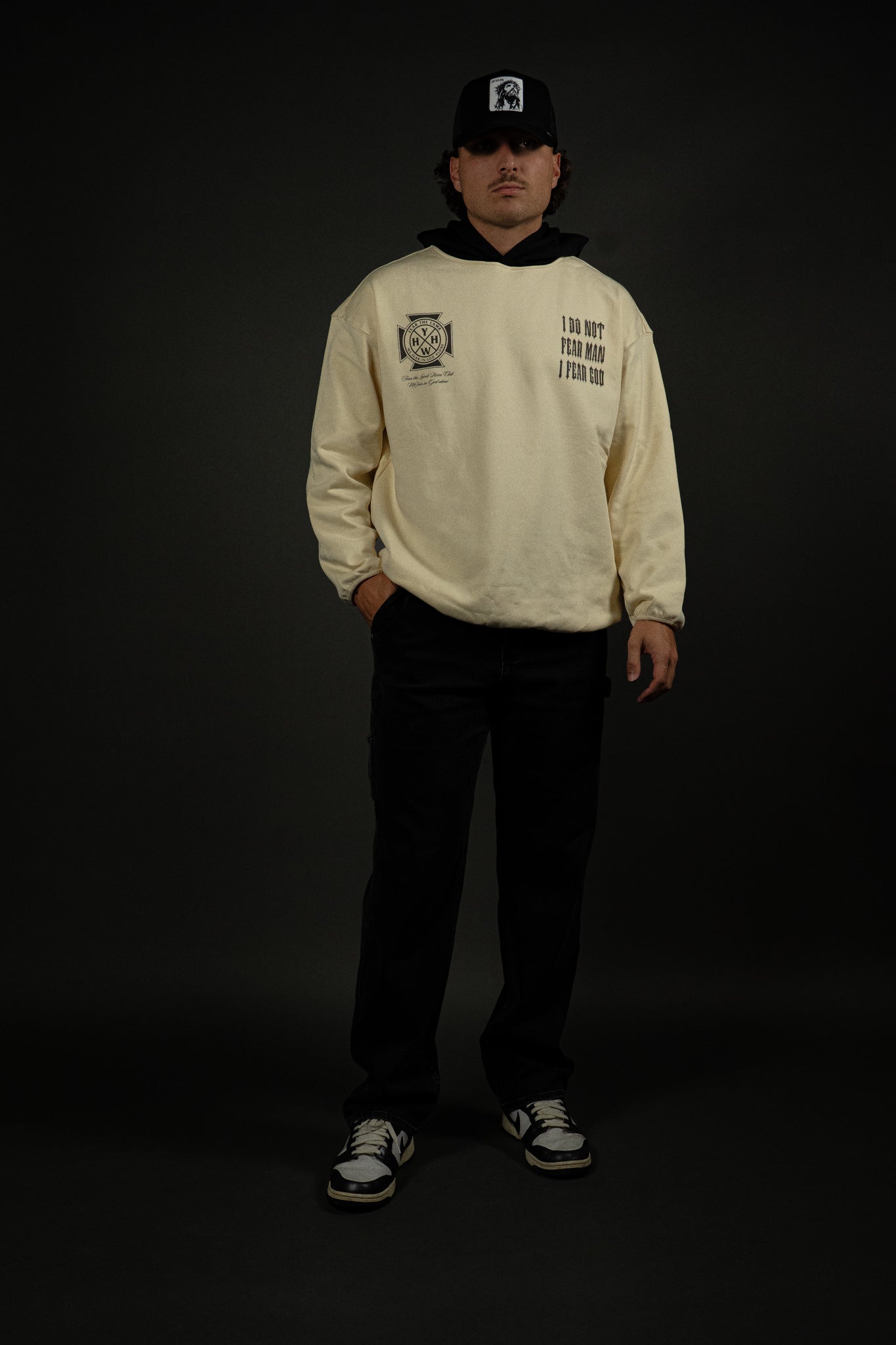 Fear No Man "Premium" Sweatshirt in Two Tone Cream