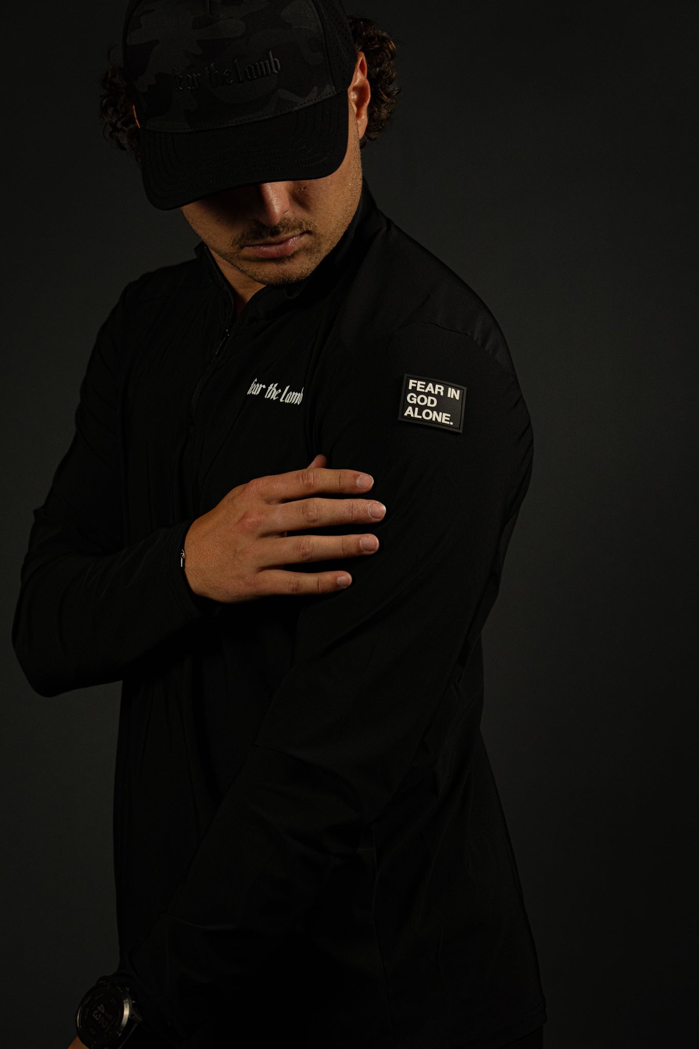 Fear the Lamb "Active" Quarter Zip in Black