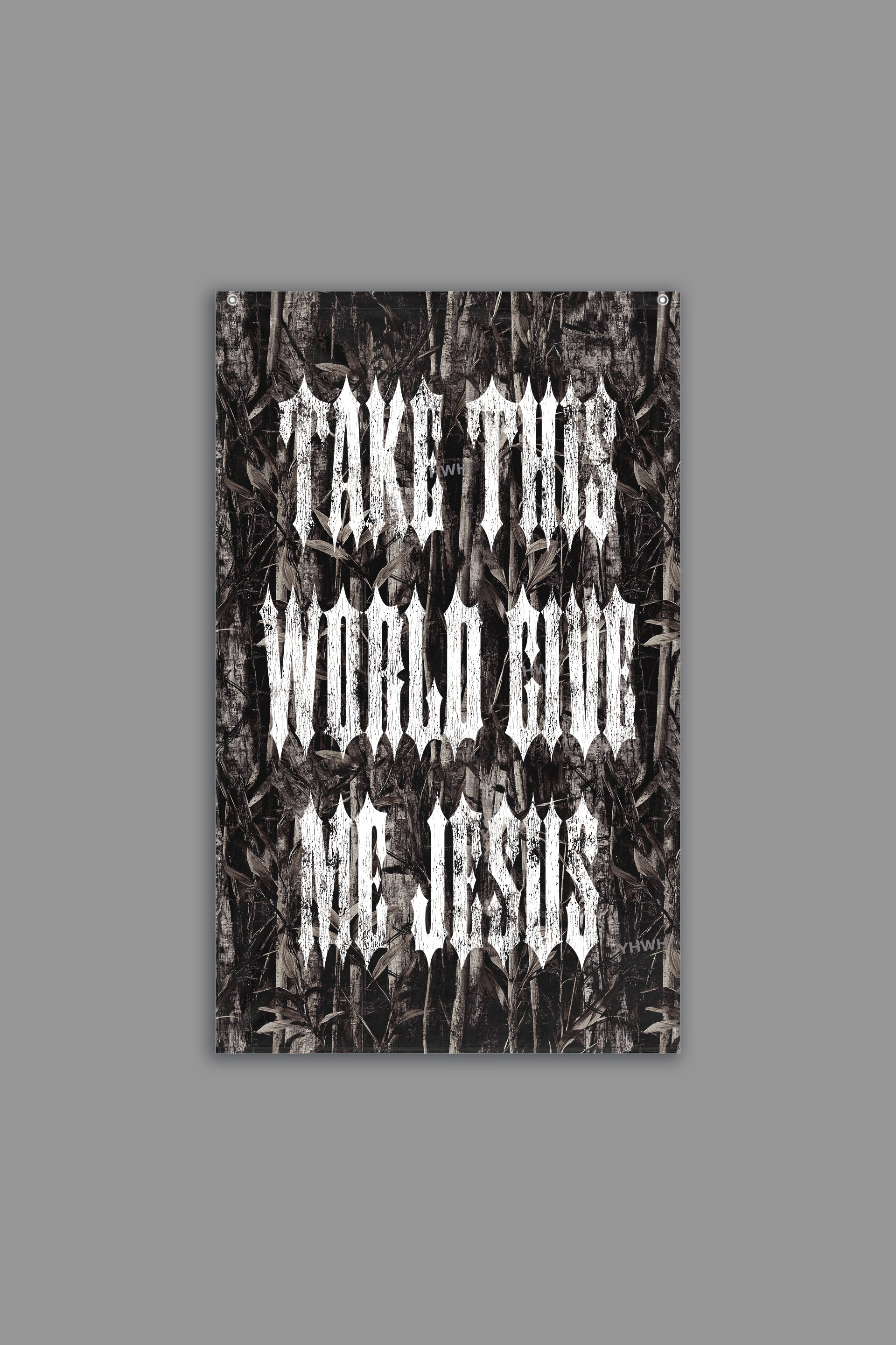 Take This World Flag in Grey Cross Wood