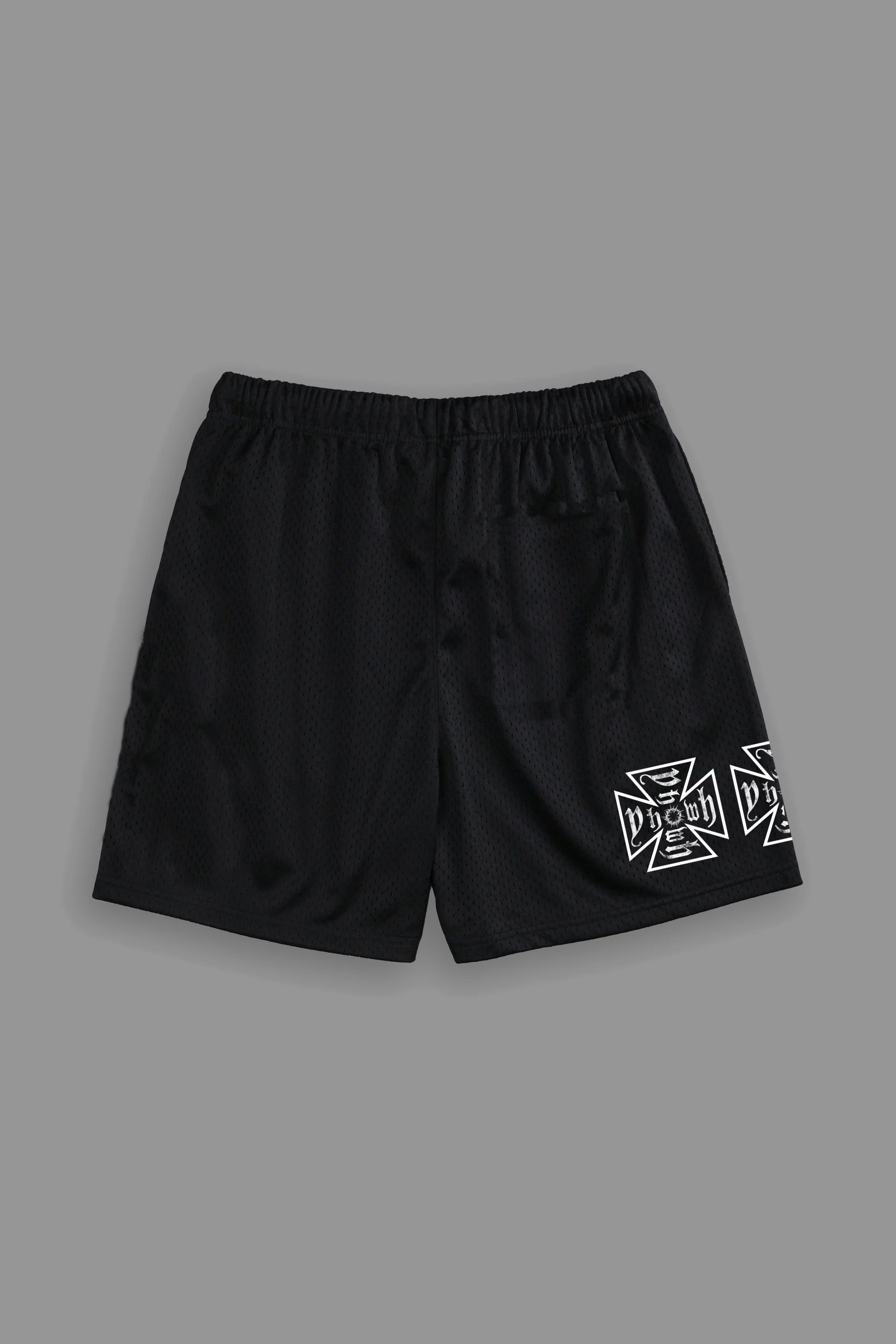His Pain Our Gain "Patch" Mesh Shorts in Black