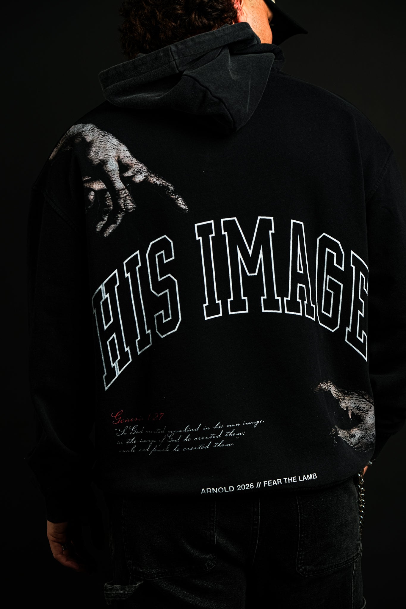 His Image "Faded" Hoodie in Black - Arnold 2026