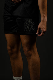 His Pain Our Gain "Patch" Mesh Shorts in Black