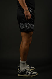 His Pain Our Gain "Patch" Mesh Shorts in Black