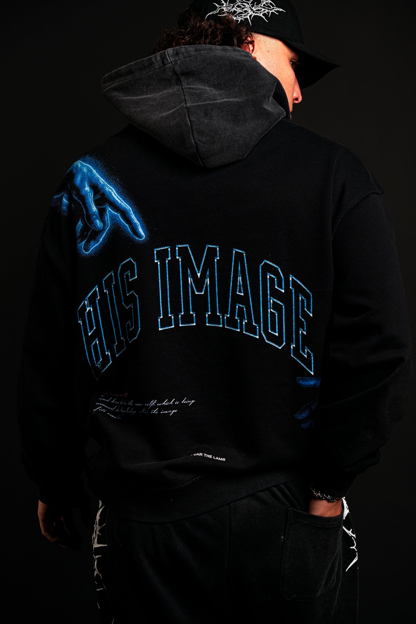 His Image "Faded" Hoodie in Black
