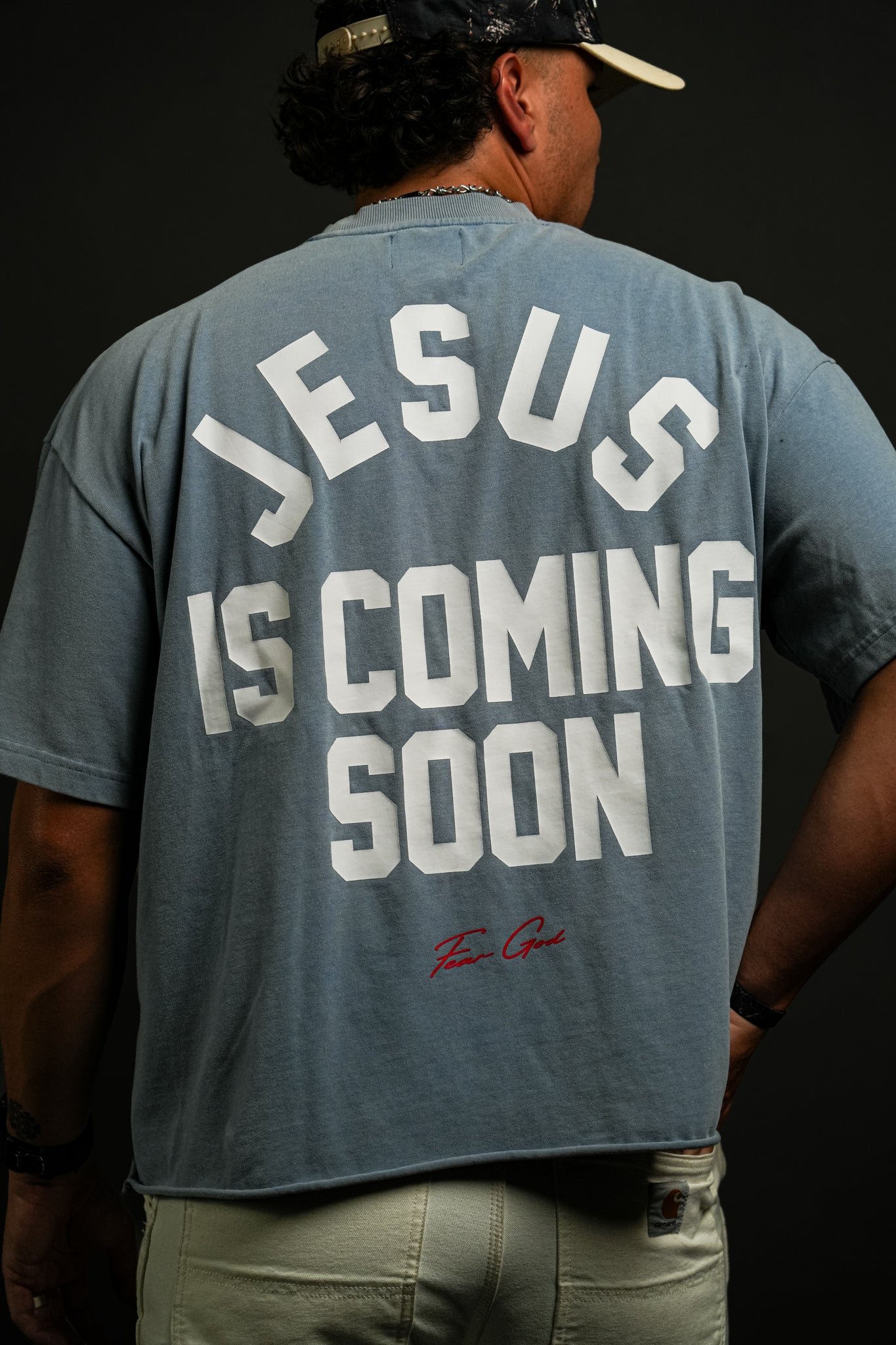 Jesus is Coming "Rend Cut" Tee in Blue