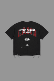 Jesus is King “Rend Cut” Tee in Vintage Black
