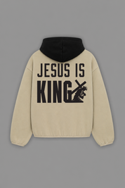 Jesus is King "Premium" Sweatshirt in Two Tone Cream