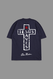 Jesus Saves "Premium" Tee in Navy