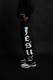 Jesus Saves "Faded" Sweats in Black
