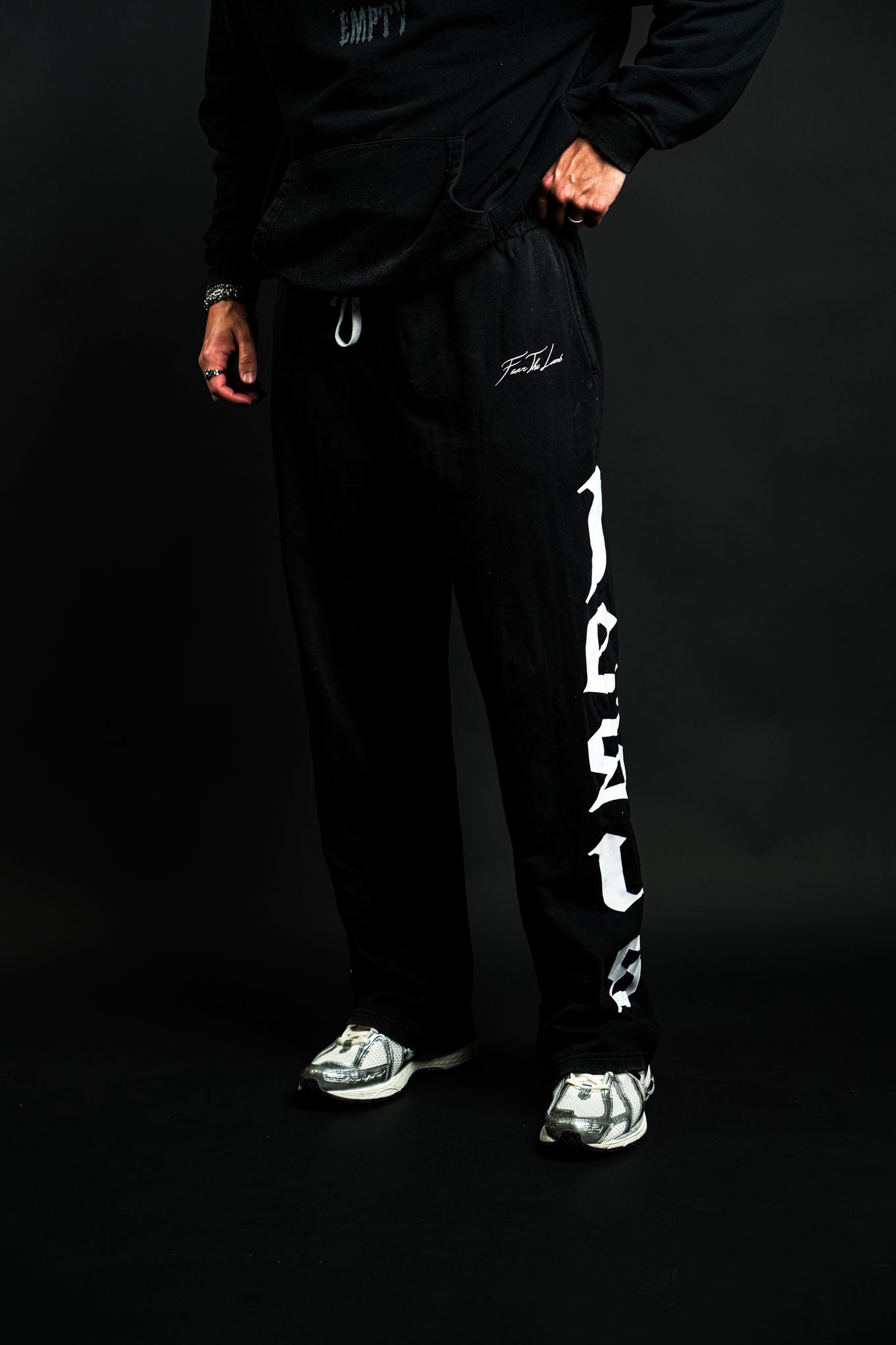 Jesus Saves "Faded" Sweats in Black