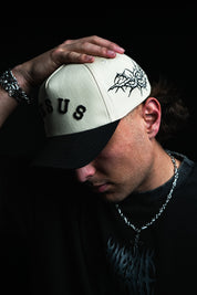 Jesus 5 Panel Hat in Cream/Black
