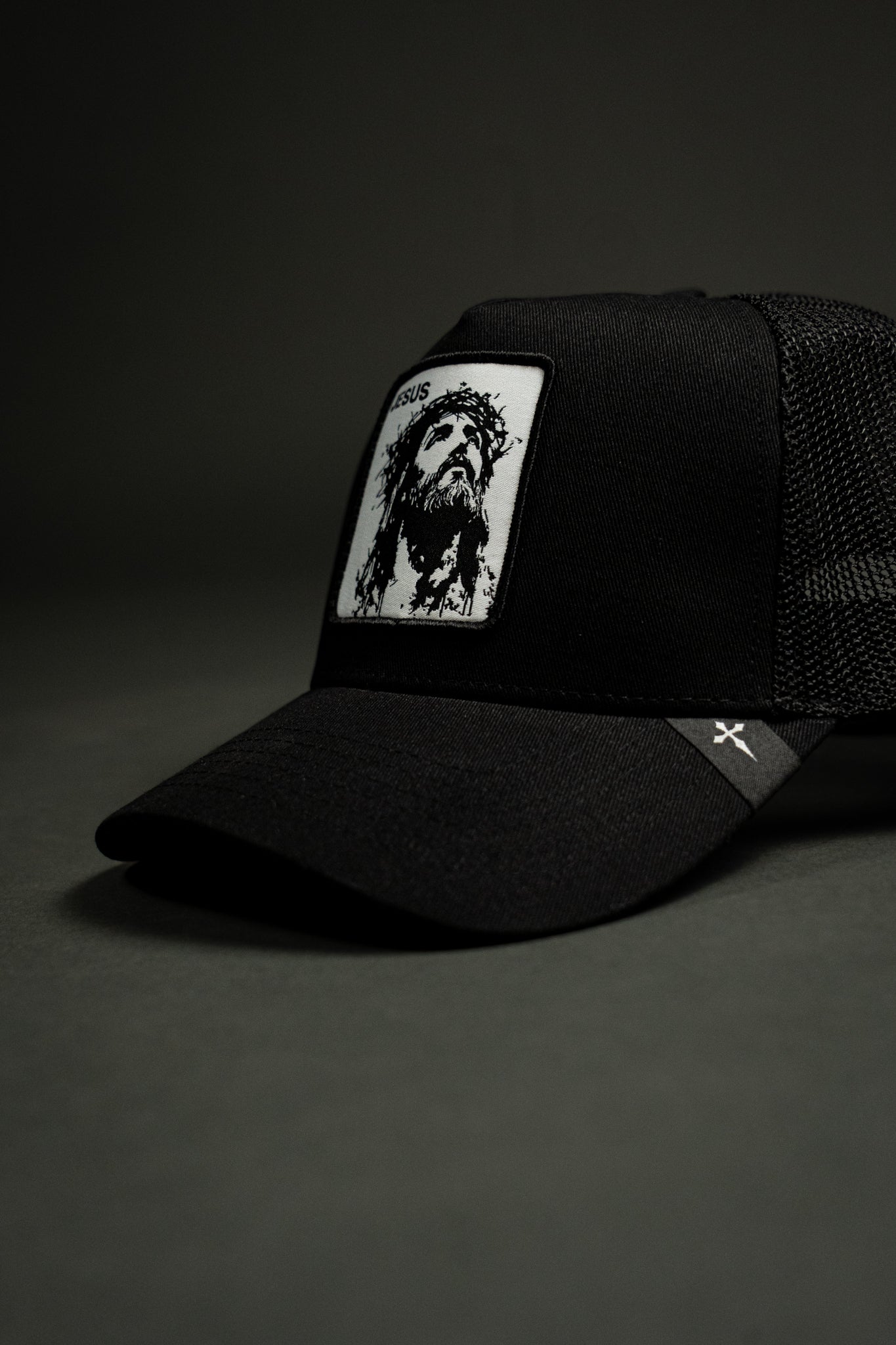 Jesus 5 Panel Patch Hat in Black