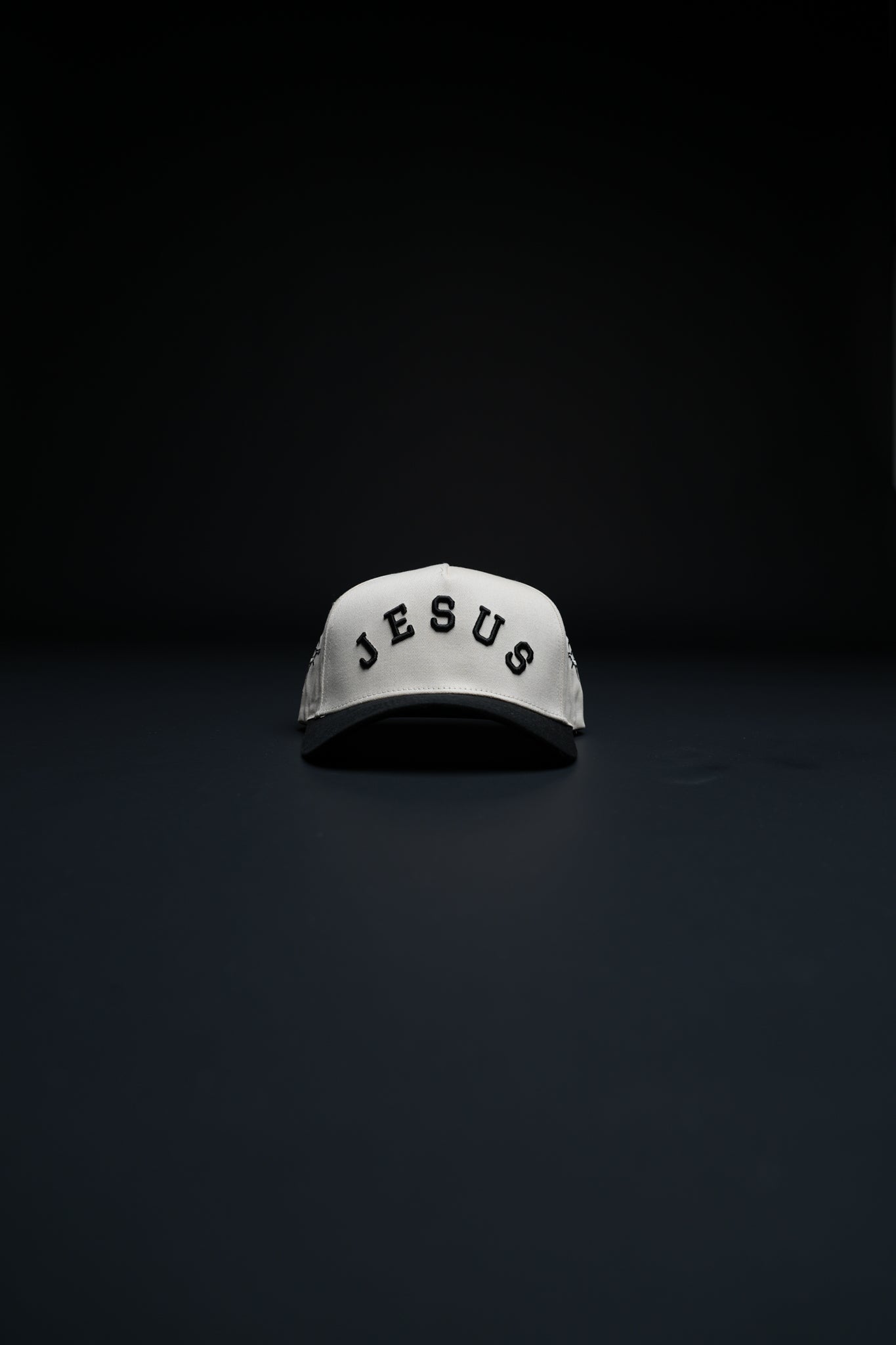 Jesus 5 Panel Hat in Cream/Black