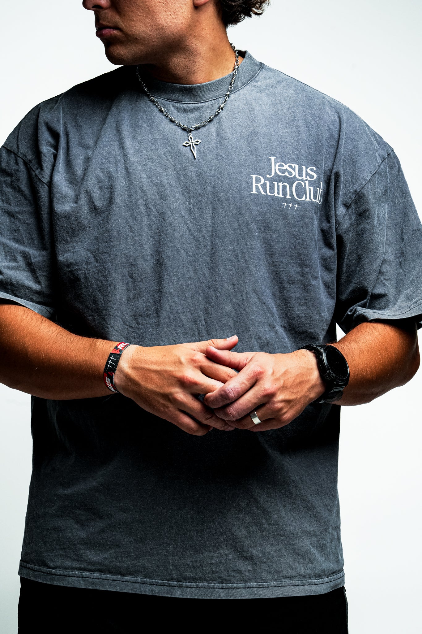Jesus Run Club "Faded" Tee in Grey