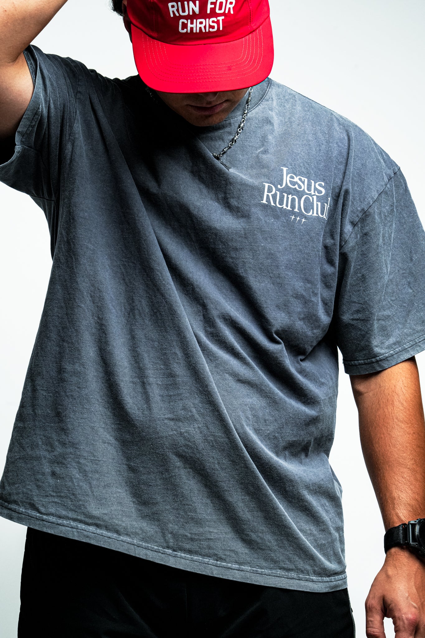Jesus Run Club "Faded" Tee in Grey