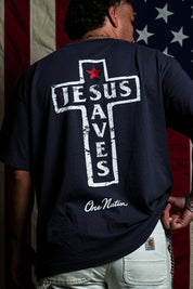 Jesus Saves "Premium" Tee in Navy