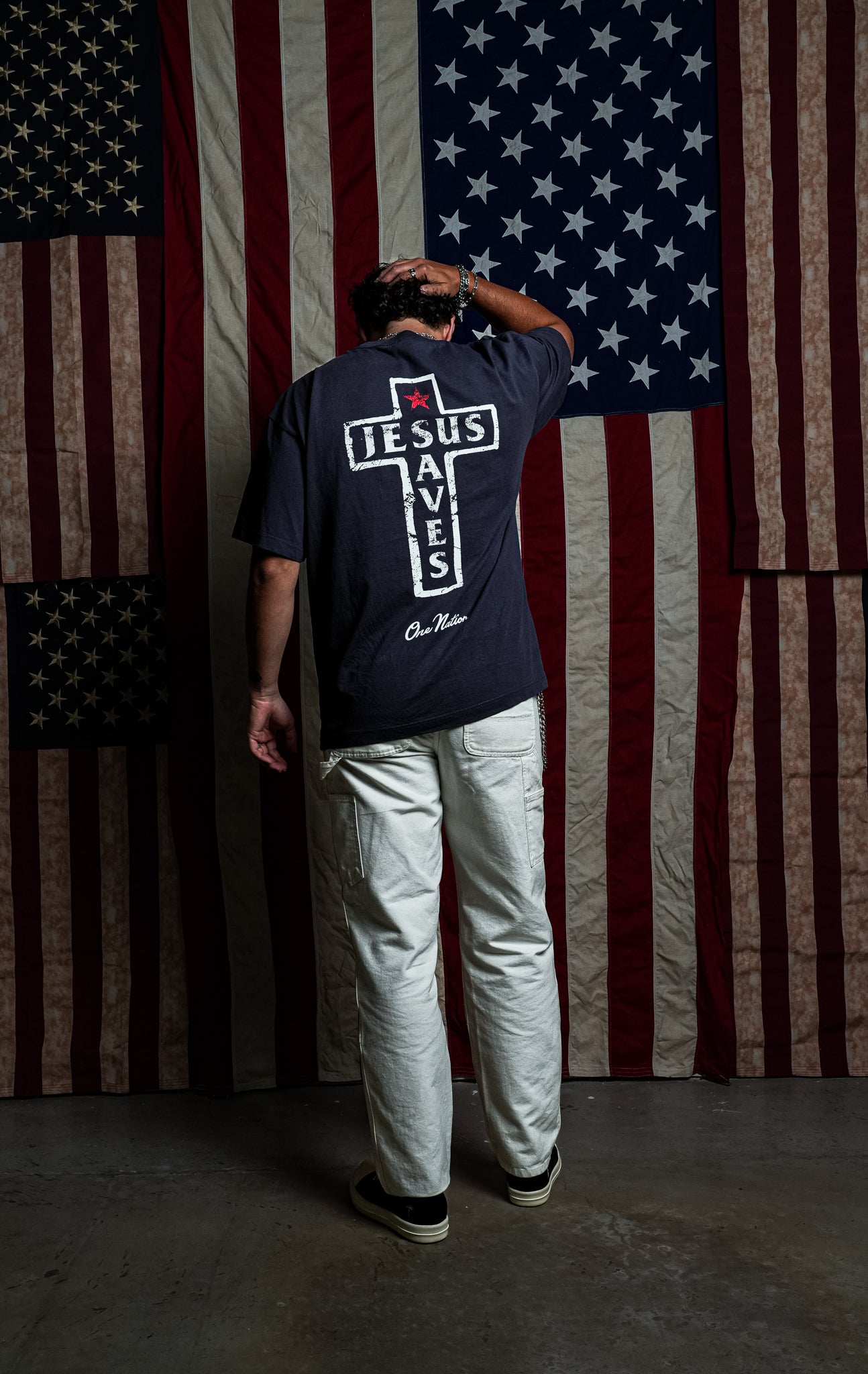 Jesus Saves "Premium" Tee in Navy