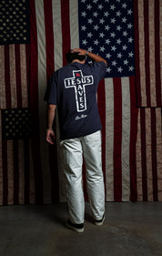 Jesus Saves "Premium" Tee in Navy