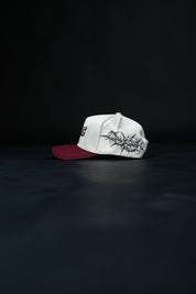 Pierced 5 Panel Hat in Cream/Red