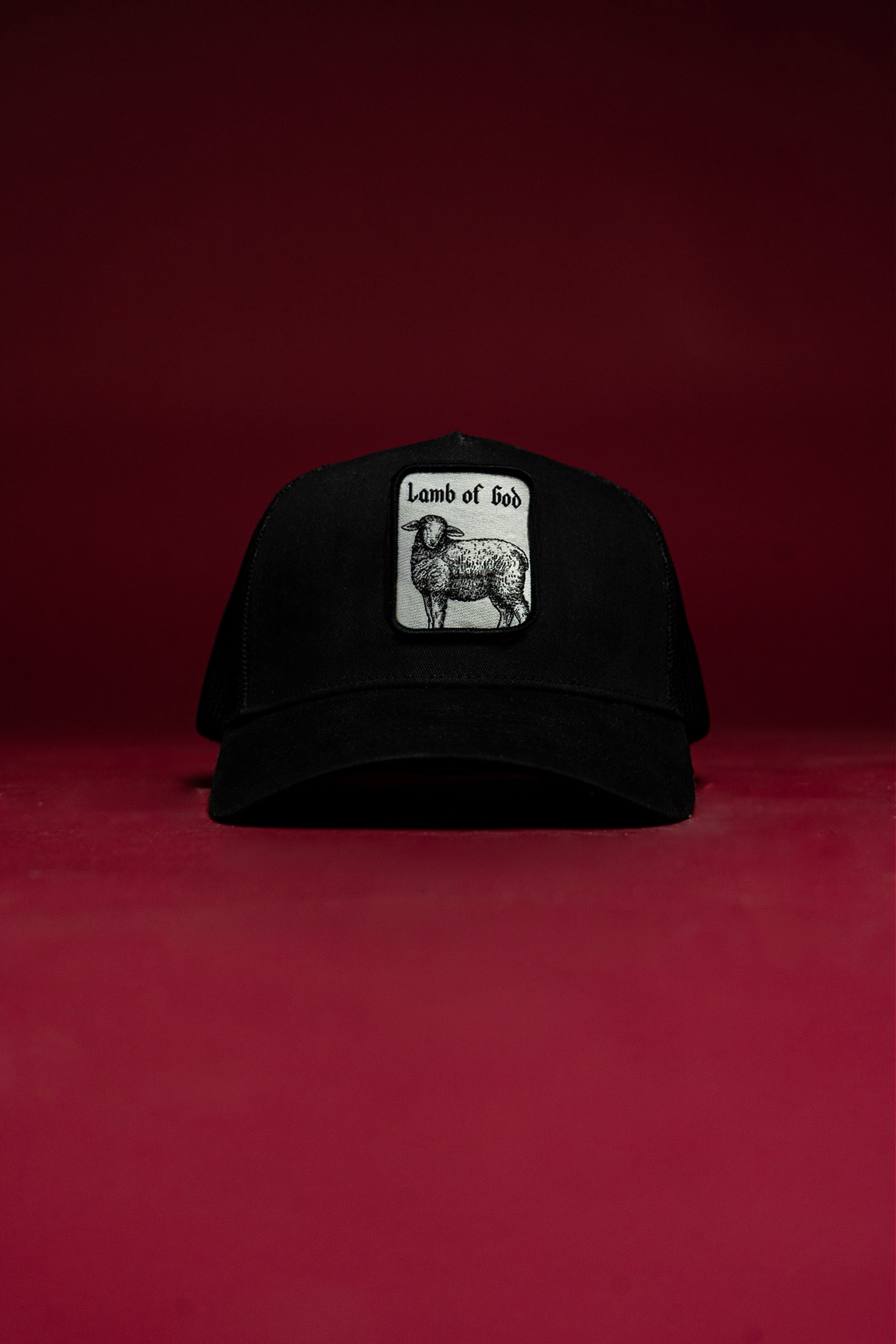 The Lamb 5 Panel Patch Hat in Black