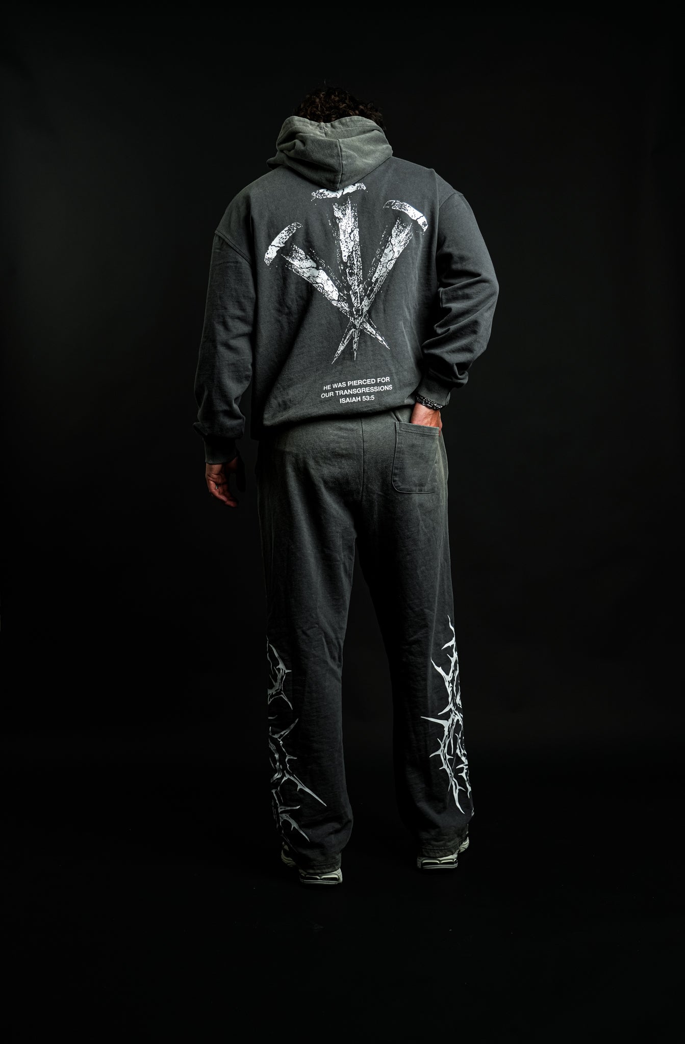 Pierced "Faded" Hoodie in Gray